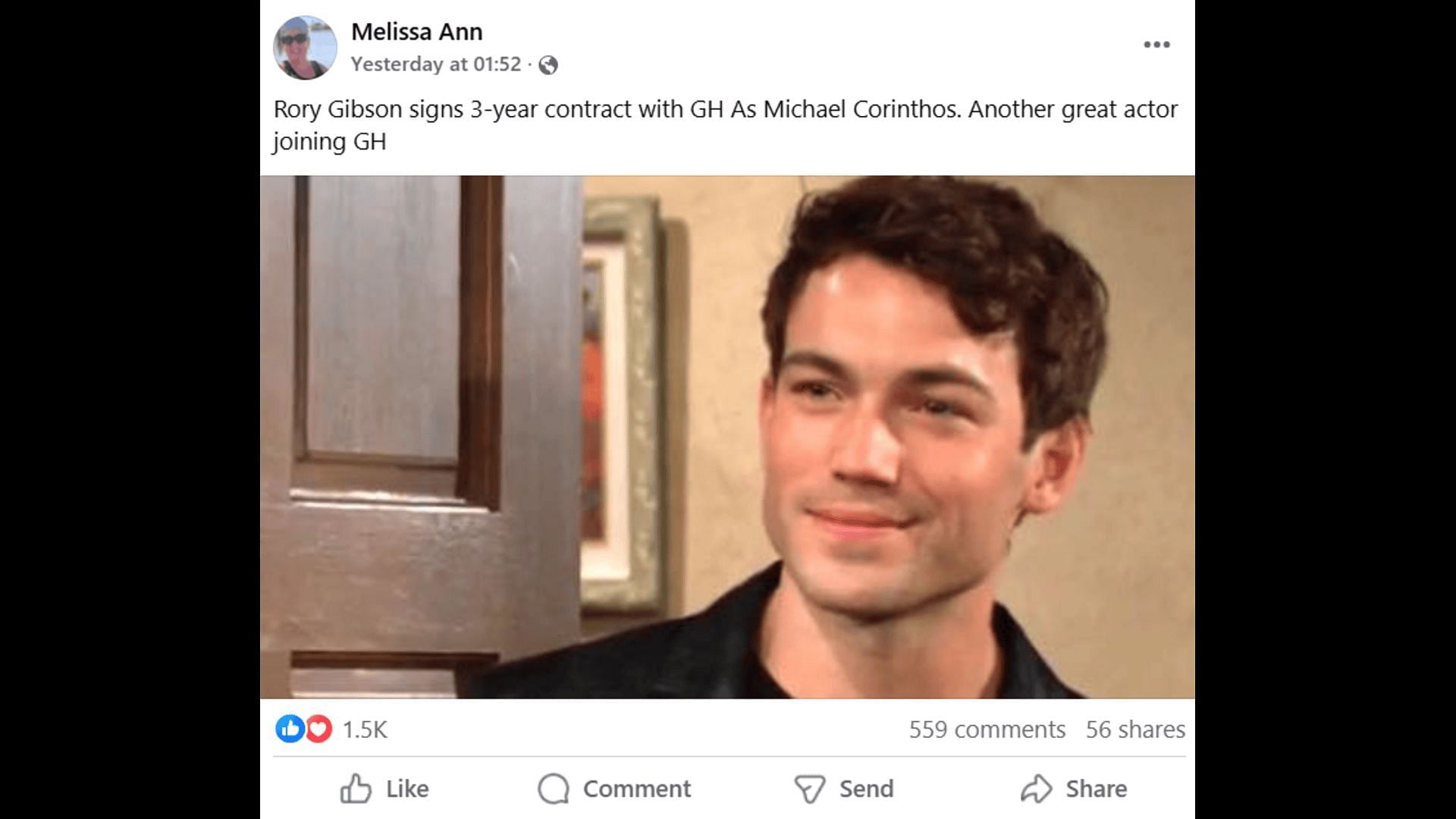 A Facebook post about the new Michael Corinthos (Image via Facebook/General Hospital Fans - Official)